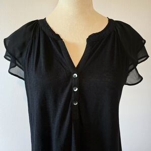 Style & Co. Black Button-Front Top